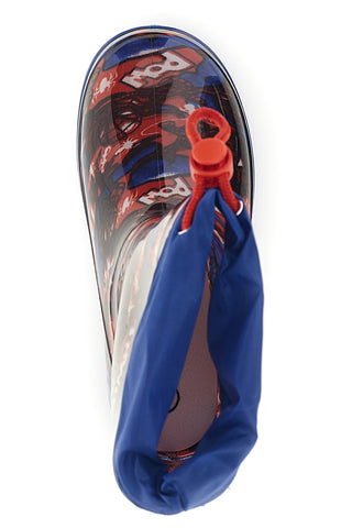 Stivali da pioggia blu e rossi con coulisse e stampa allover Spiderman R1310587S02