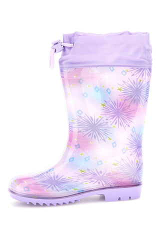 Stivali da pioggia lilla con coulisse e stampa Elsa e Anna Frozen D4310861S02