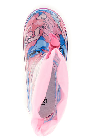 Stivali da pioggia rosa con coulisse e stampa allover Lilo & stitch D6020172S