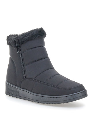 Plocadi PK8914A Schwarze, gepolsterte Après-Ski-Stiefel mit Fellfutter