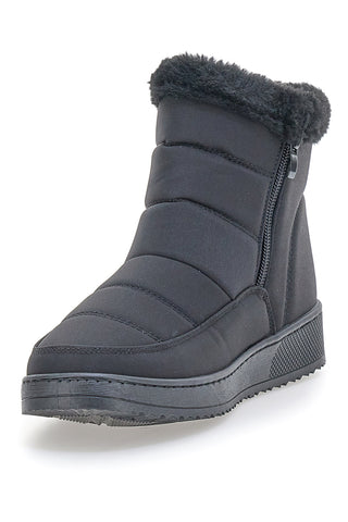 Plocadi PK8914A Schwarze, gepolsterte Après-Ski-Stiefel mit Fellfutter