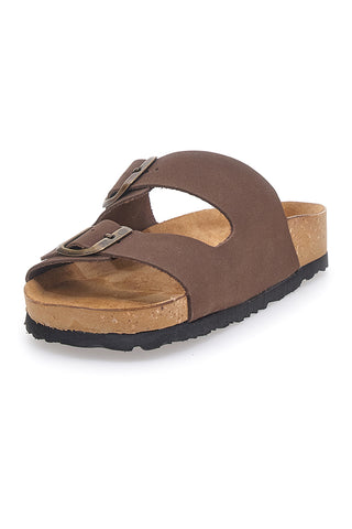 Ciabatte marroni con doppia fibbia e plantare comfort Inblu 20ND