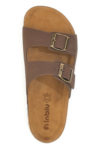 Ciabatte marroni con doppia fibbia e plantare comfort Inblu 20ND
