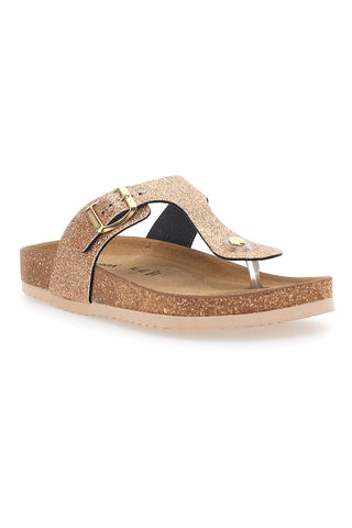 Flip-Flops mit goldenem Glitzer und verstellbarer Schnalle. Hergestellt in Italien. Superga S31Y170
