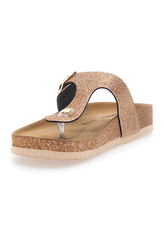 Flip-Flops mit goldenem Glitzer und verstellbarer Schnalle. Hergestellt in Italien. Superga S31Y170