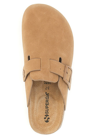 Sabot Beige con Fibbia e Plantare Preformato in Pelle SUPERGA S11U700