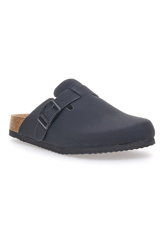 Sabot Nero con Fibbia e Plantare Preformato in Pelle SUPERGA S11U700