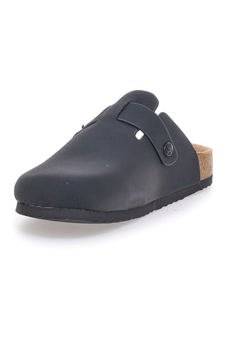 Sabot Nero con Fibbia e Plantare Preformato in Pelle SUPERGA S11U700