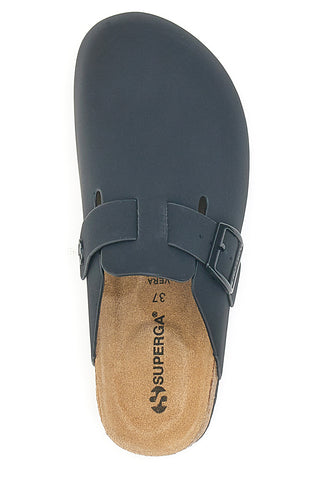 Sabot Nero con Fibbia e Plantare Preformato in Pelle SUPERGA S11U700