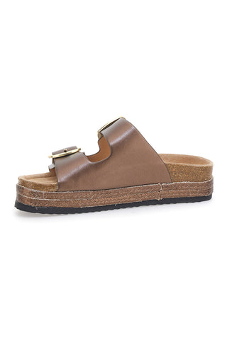 Braune Hausschuhe mit Doppelband und Plateau Superga S11T228