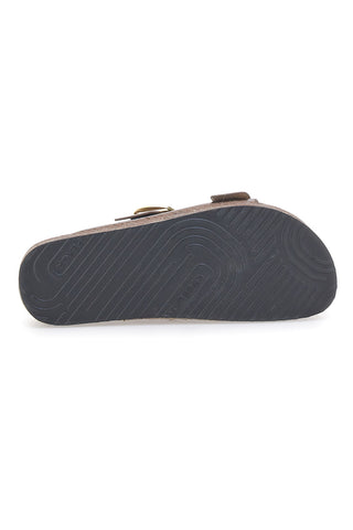 Braune Hausschuhe mit Doppelband und Plateau Superga S11T228