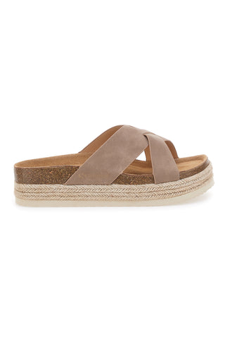 Ciabatte Beige Fasce Incrociate Sottopiede in Pelle Superga S11Y281