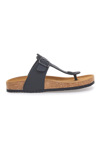 Schwarze Zehenstegsandalen mit verstellbarer Schnalle Made in Italy Superga S31U172
