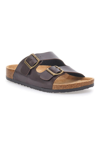Dunkelbraune Slipper mit Doppelschnalle und anatomischem Fußbett ALTEMBERG 120
