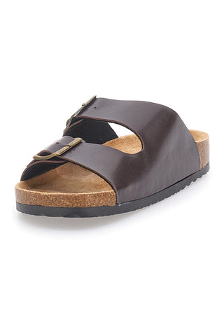 Dunkelbraune Slipper mit Doppelschnalle und anatomischem Fußbett ALTEMBERG 120