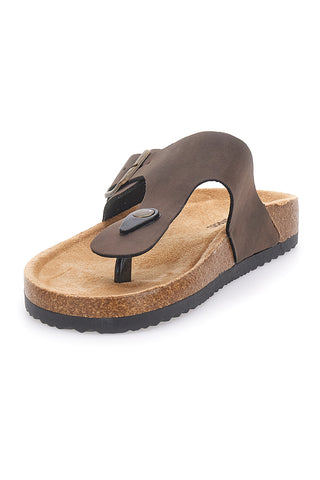 Dunkelbraune Slipper mit Doppelschnalle und anatomischem Fußbett ALTEMBERG 121