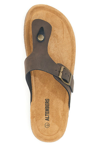 Dunkelbraune Slipper mit Doppelschnalle und anatomischem Fußbett ALTEMBERG 121