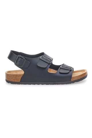 Schwarze Sandalen mit Doppelriemen und Komfortfußbett Altemberg 101