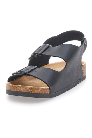 Schwarze Sandalen mit Doppelriemen und Komfortfußbett Altemberg 101