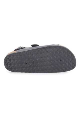 Schwarze Sandalen mit Doppelriemen und Komfortfußbett Altemberg 101