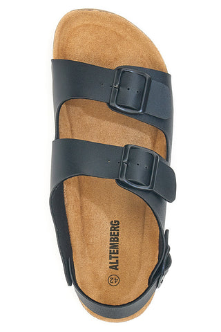 Schwarze Sandalen mit Doppelriemen und Komfortfußbett Altemberg 101