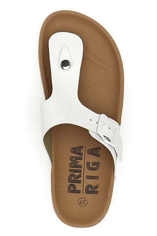 Ciabatte infradito bianche con fibbia Prima Riga14206