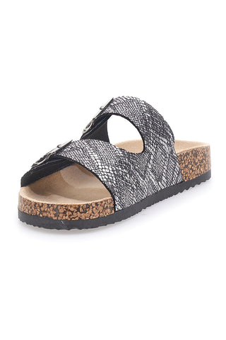 Ciabatte Nere con Tomaia A Fantasia e Doppia Fibbia PRIMA RIGA 1043108