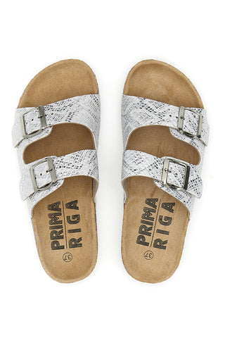 Ciabatte Bianche con Tomaia A Fantasia e Doppia Fibbia PRIMA RIGA 1043108