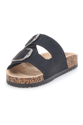 Schwarze Hausschuhe mit Doppelband und großen Schnallen ME & ME 1043103