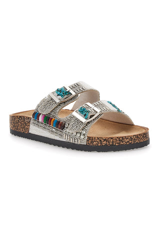 Ciabatte bianche con fibbie e perline PRIMA RIGA 14177