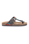 Schwarze Flip-Flops mit blauen und roten Steinen FIRST ROW 14179