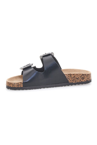 Schwarze Hausschuhe mit Schmuckschnallen Me & Me 14211