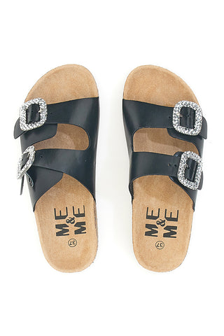 Schwarze Hausschuhe mit Schmuckschnallen Me & Me 14211