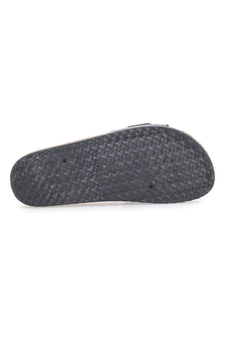 Schwarze Slipper mit Schnalle und Sohle in Korkoptik ME & ME 14168