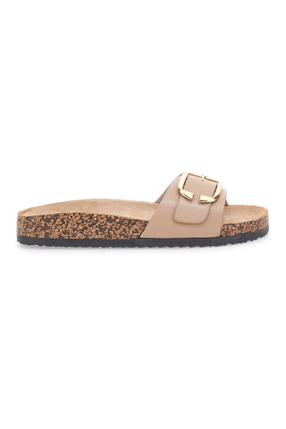 Ciabatte beige con fibbia e suola effetto sughero Me & Me 14168
