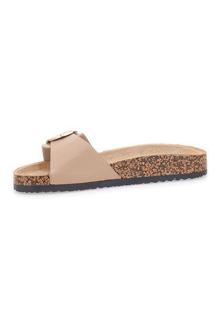 Ciabatte beige con fibbia e suola effetto sughero Me & Me 14168