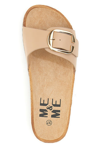 Ciabatte beige con fibbia e suola effetto sughero Me & Me 14168