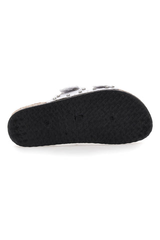Me & Me 12502 Damen-Sandalen aus weißem Denim mit doppeltem Fransenband und Nieten