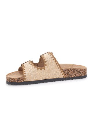 Ciabatte beige con doppia fibbia decorata oro ME & ME 14221
