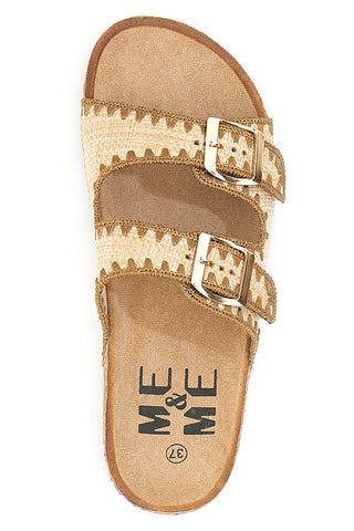Ciabatte beige con doppia fibbia decorata oro ME & ME 14221