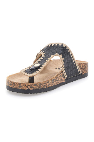 Schwarze Zehentrenner mit kontrastierenden Nähten ME & ME 14206