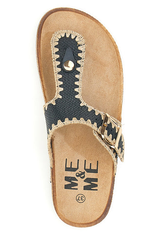 Schwarze Zehentrenner mit kontrastierenden Nähten ME & ME 14206