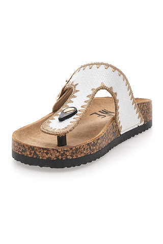 Weiße Flip-Flops mit Kontrastnähten ME & ME 14206