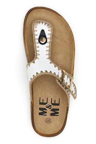 Weiße Flip-Flops mit Kontrastnähten ME & ME 14206