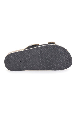 Schwarze Hausschuhe mit Doppelschnalle aus besticktem Stoff ME & ME 14184