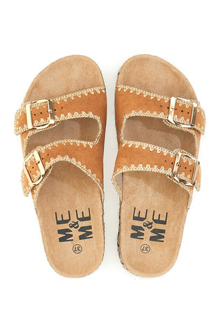 Orange Hausschuhe mit Doppelschnalle und Seilsohle Me & Me 14184