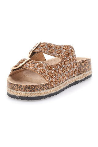 Ciabatte Marroni con Doppia Fibbia e Brillantini ME & ME 14171