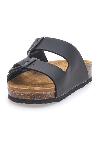 Schwarze Hausschuhe mit Doppelschnalle und anatomischem Fußbett BIOMODEX 31801Q