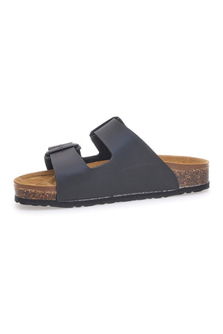 Schwarze Hausschuhe mit Doppelschnalle und anatomischem Fußbett BIOMODEX 31801Q