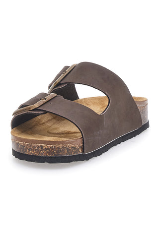 Braune Hausschuhe mit Doppelschnalle und anatomischem Fußbett BIOMODEX 31801Q